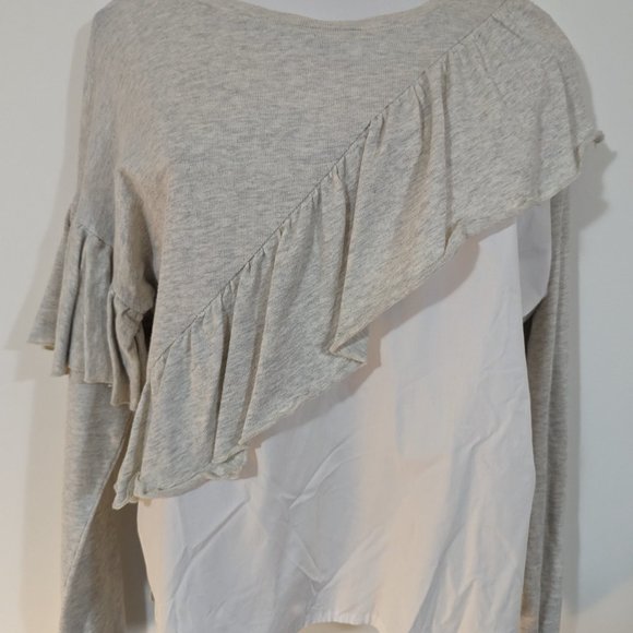 Ontwelfth Grey & White Ruffle Sweater s:L - Picture 6 of 11